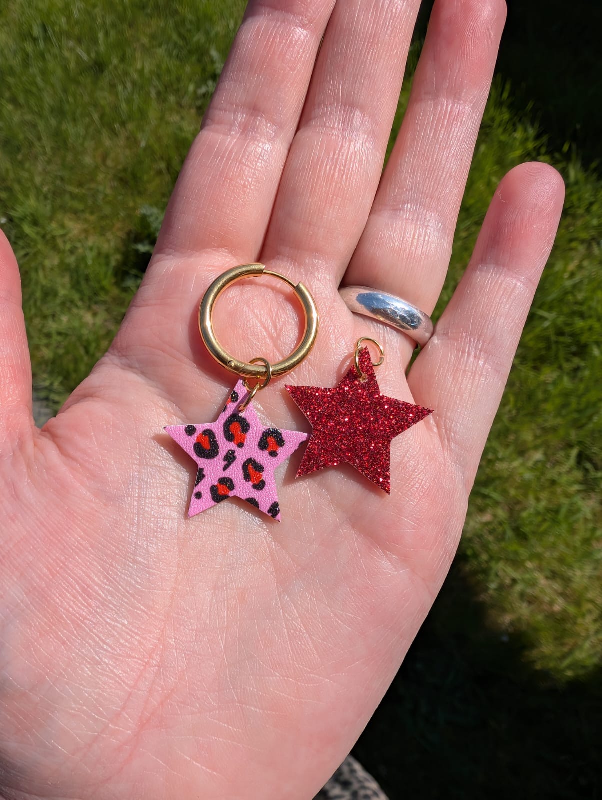 Leopard and glitter star flip the charms