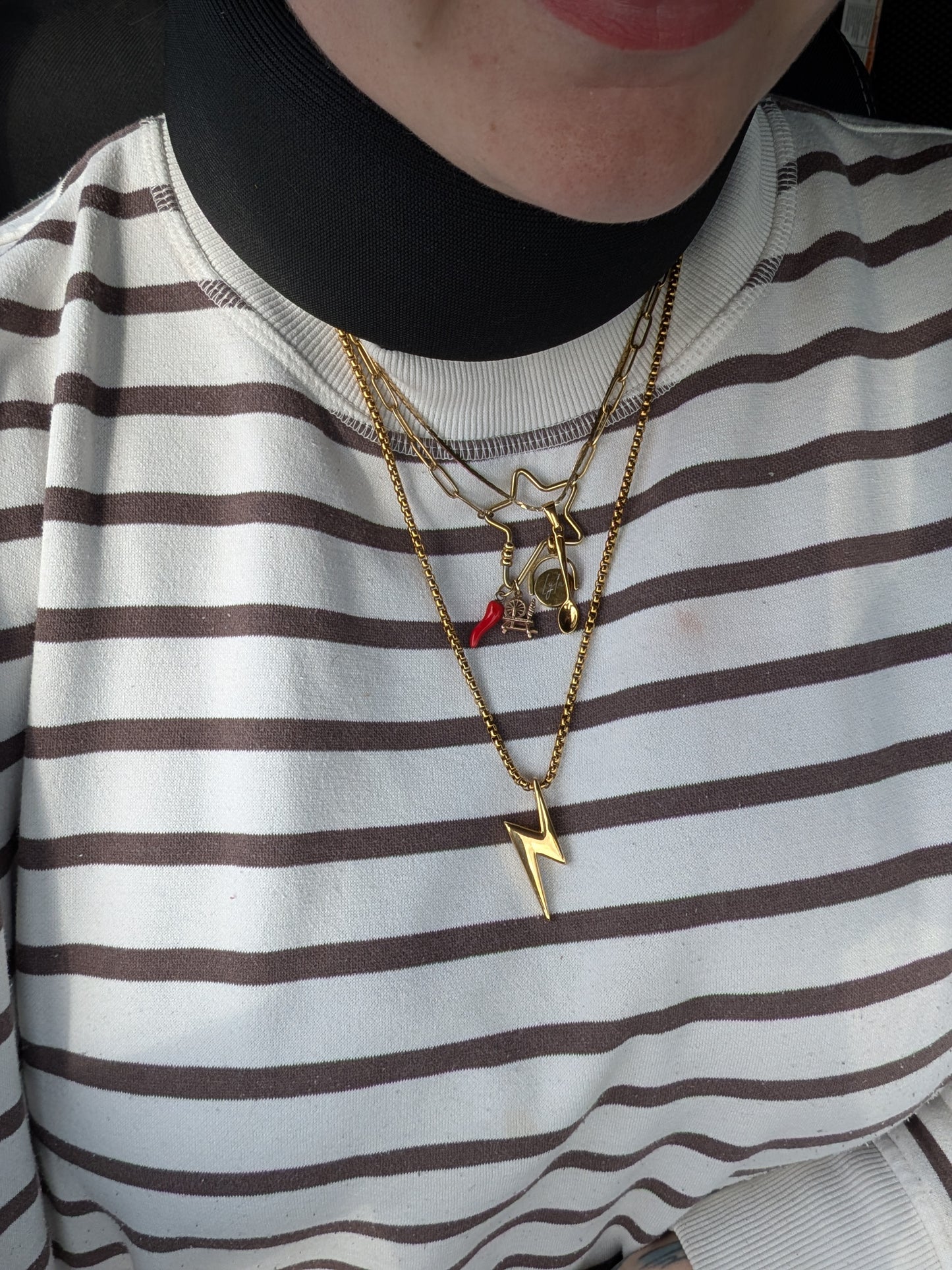 Long chunky lightning bolt necklace
