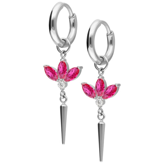 Ruby lotus hoop earrings - Trend Tonic