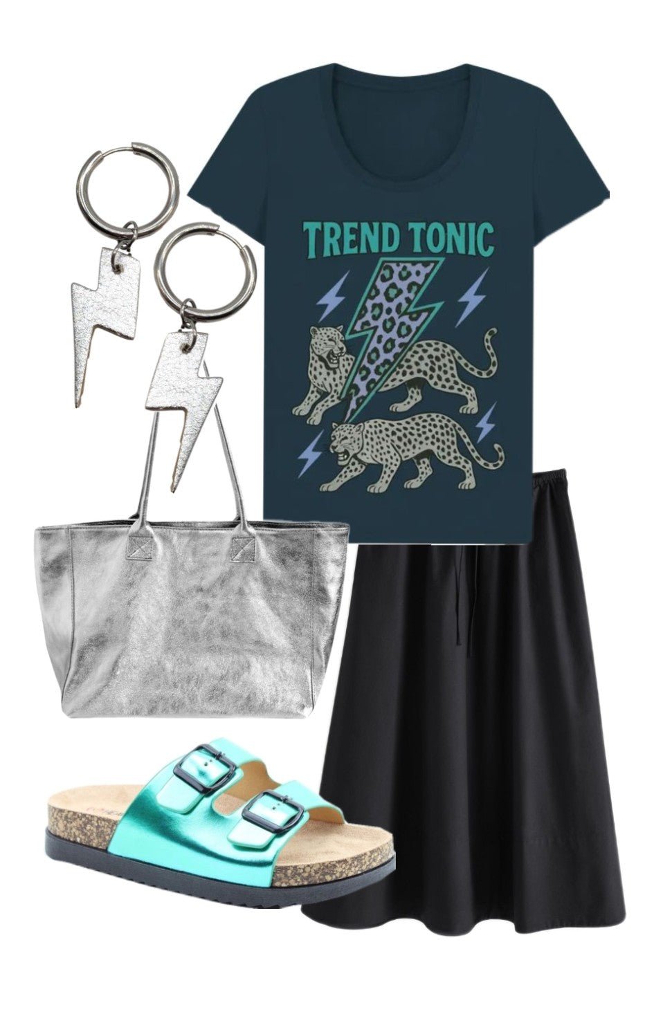 Silver and grey leopard mini lightning bolt cork charms - Trend Tonic