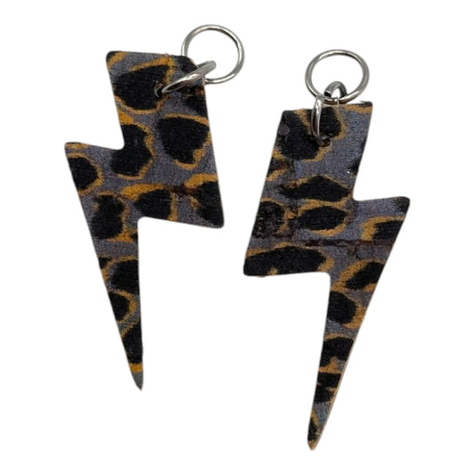 Silver and grey leopard mini lightning bolt cork charms - Trend Tonic