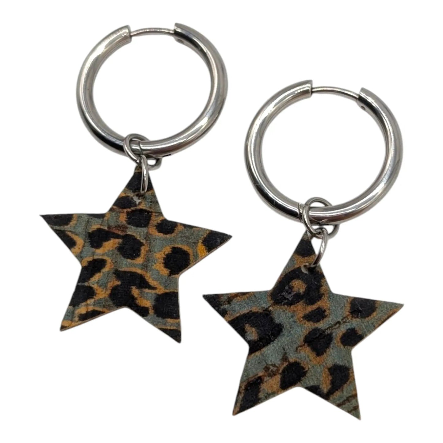 Silver and grey leopard mini star cork charms - Trend Tonic
