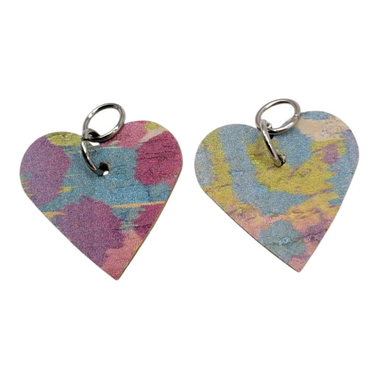 Silver and rainbow leopard mini heart cork charms - Trend Tonic