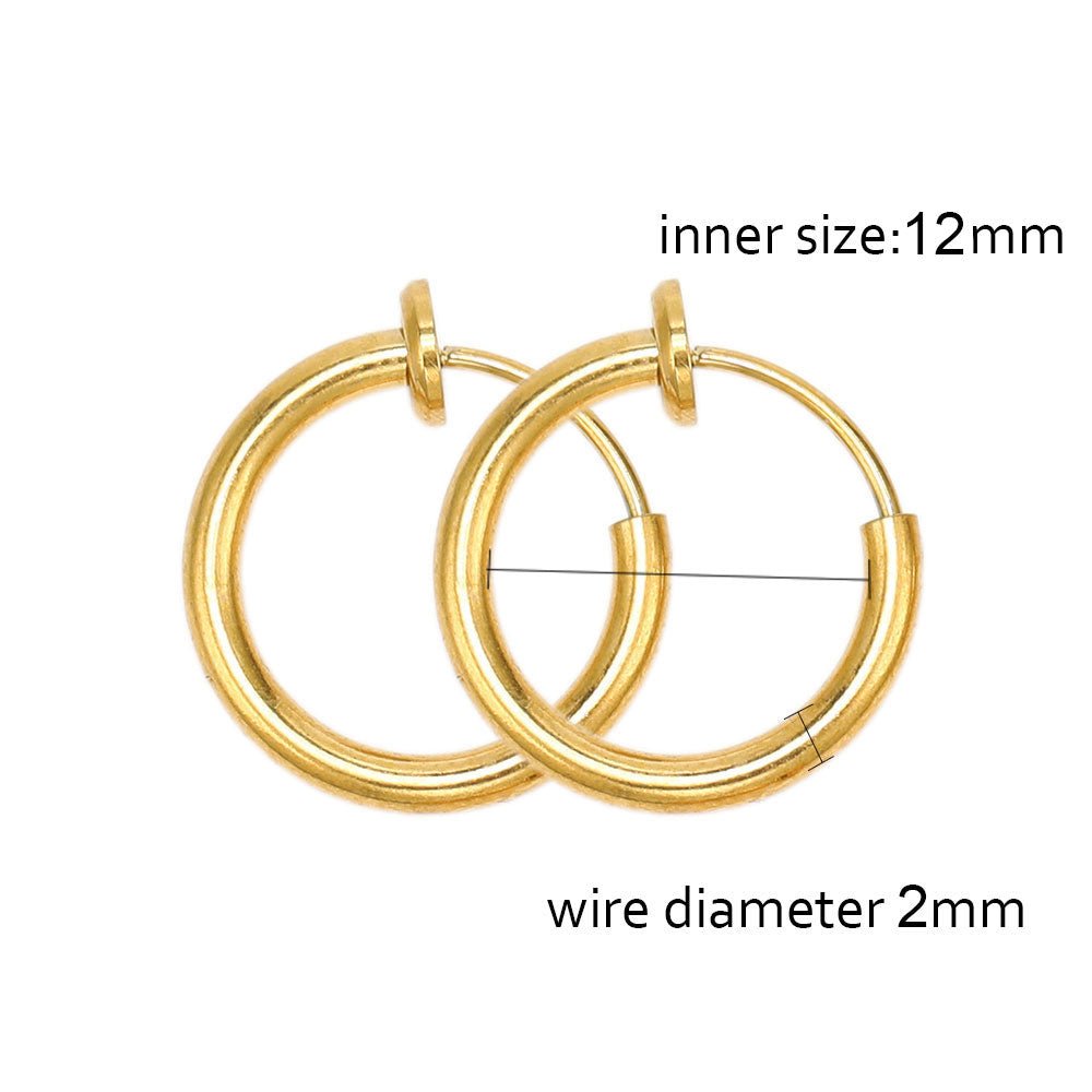 Stainless steel clip on huggie hoop earrings - Trend Tonic