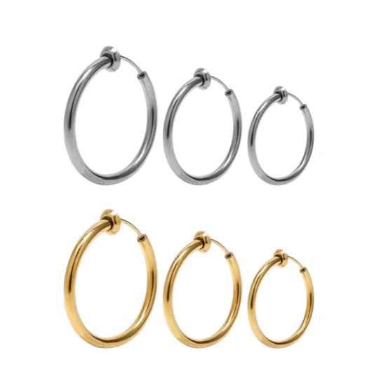 Stainless steel clip on huggie hoop earrings - Trend Tonic