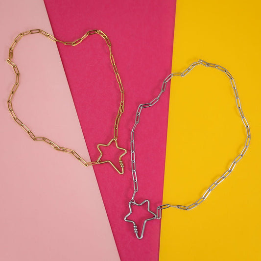 Star carabiner charm collector necklace - Trend Tonic