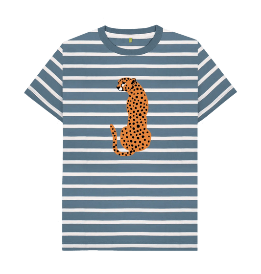 Stripe crew neck leopard t-shirt - Trend Tonic