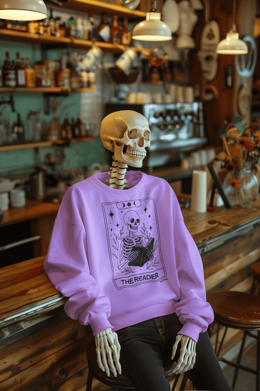 The reader skeleton tarot sweatshirt - Trend Tonic