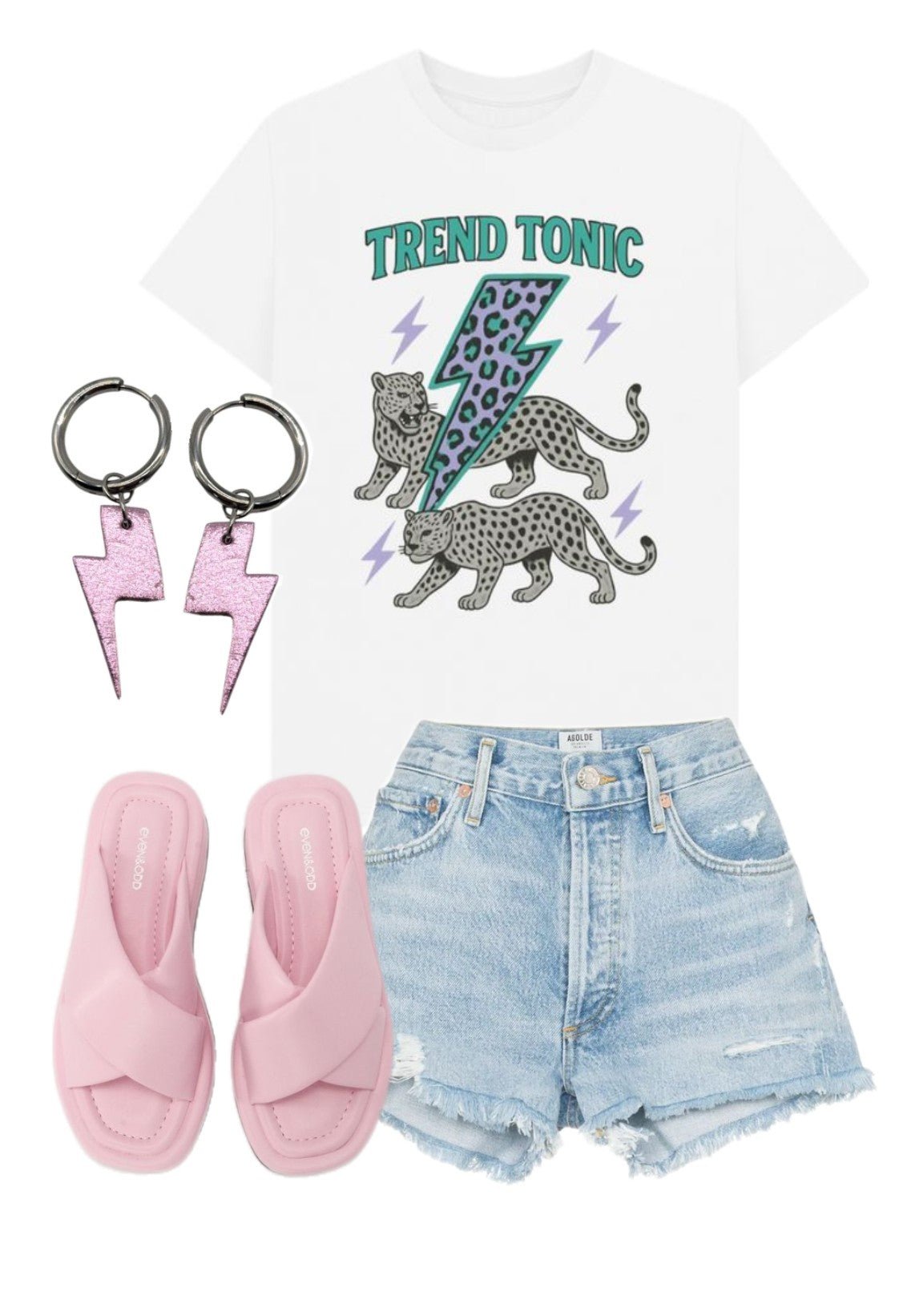 Trend Tonic cool leopard lightning bolt crew neck t-shirt - Trend Tonic