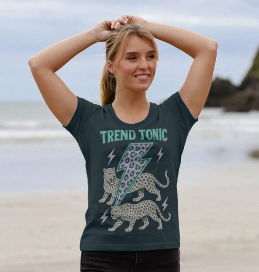 Trend Tonic cool leopard lightning bolt scoop neck t-shirt - Trend Tonic