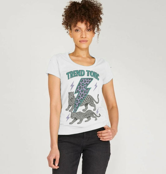 Trend Tonic cool leopard lightning bolt scoop neck t-shirt - Trend Tonic