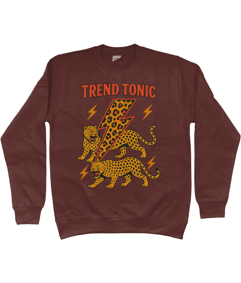 Trend Tonic Electric Leopard Brand Sweatshirt in Red Print - Trend Tonic