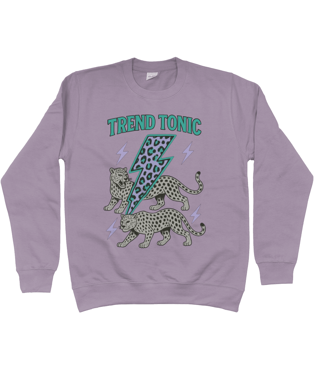 Trend Tonic Electric Leopard Brand Sweatshirt in Teal - Trend Tonic