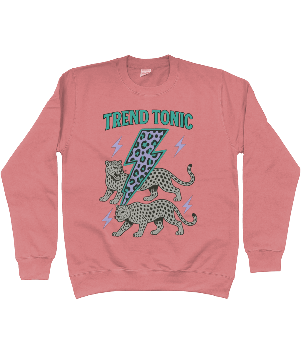 Trend Tonic Electric Leopard Brand Sweatshirt in Teal - Trend Tonic