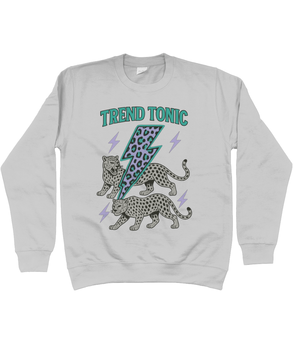 Trend Tonic Electric Leopard Brand Sweatshirt in Teal - Trend Tonic