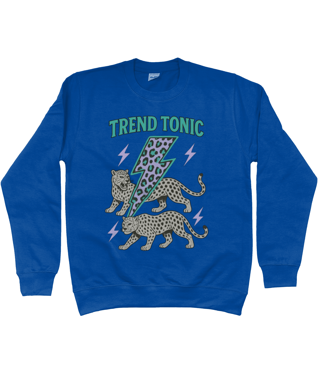 Trend Tonic Electric Leopard Brand Sweatshirt in Teal - Trend Tonic