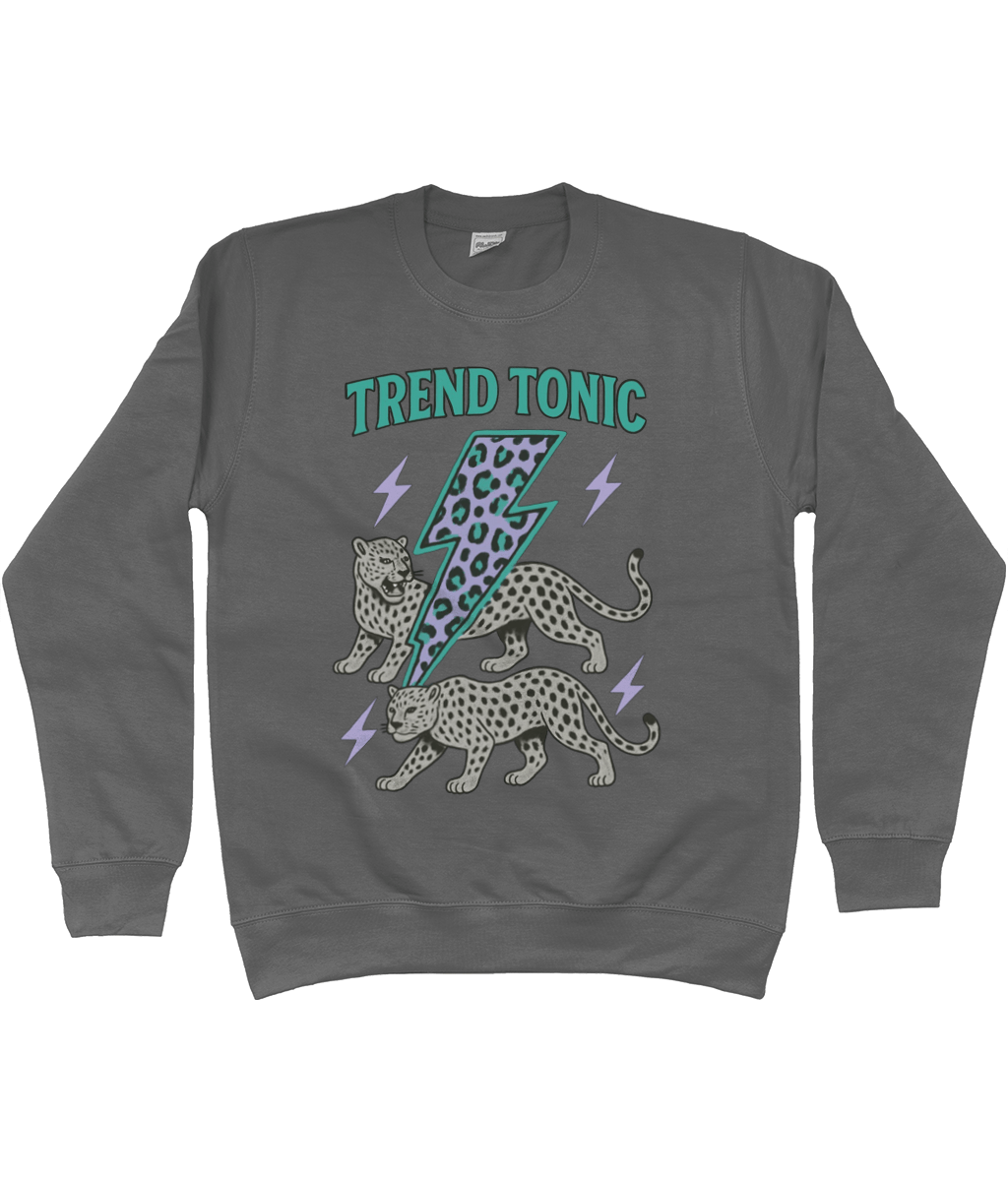 Trend Tonic Electric Leopard Brand Sweatshirt in Teal - Trend Tonic