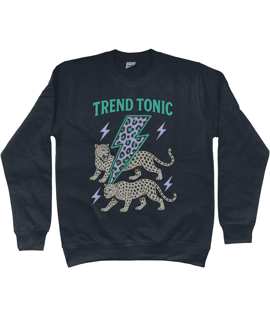 Trend Tonic Electric Leopard Brand Sweatshirt in Teal - Trend Tonic