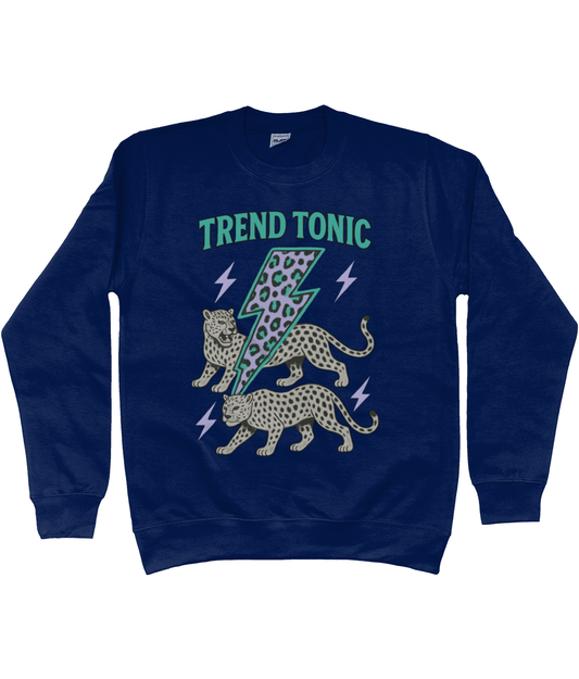 Trend Tonic Electric Leopard Brand Sweatshirt in Teal - Trend Tonic