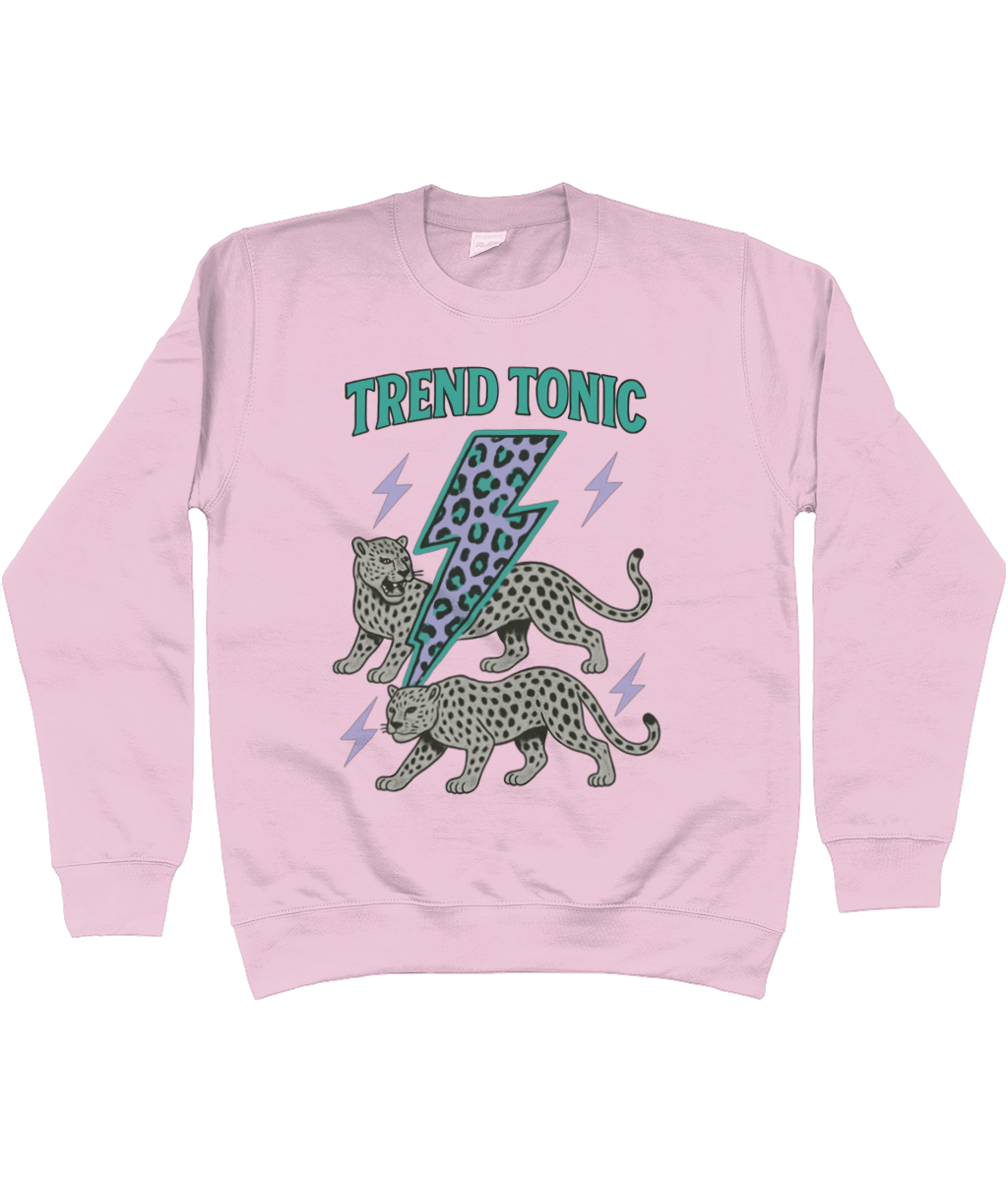 Trend Tonic Electric Leopard Brand Sweatshirt in Teal - Trend Tonic