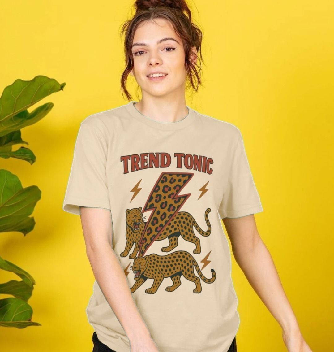 Trend Tonic leopard lightning bolt crew neck t-shirt - Trend Tonic