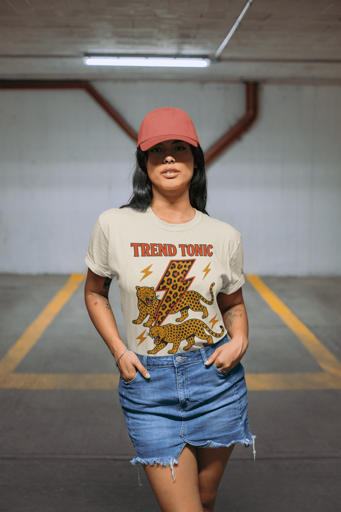 Trend Tonic leopard lightning bolt crew neck t-shirt - Trend Tonic