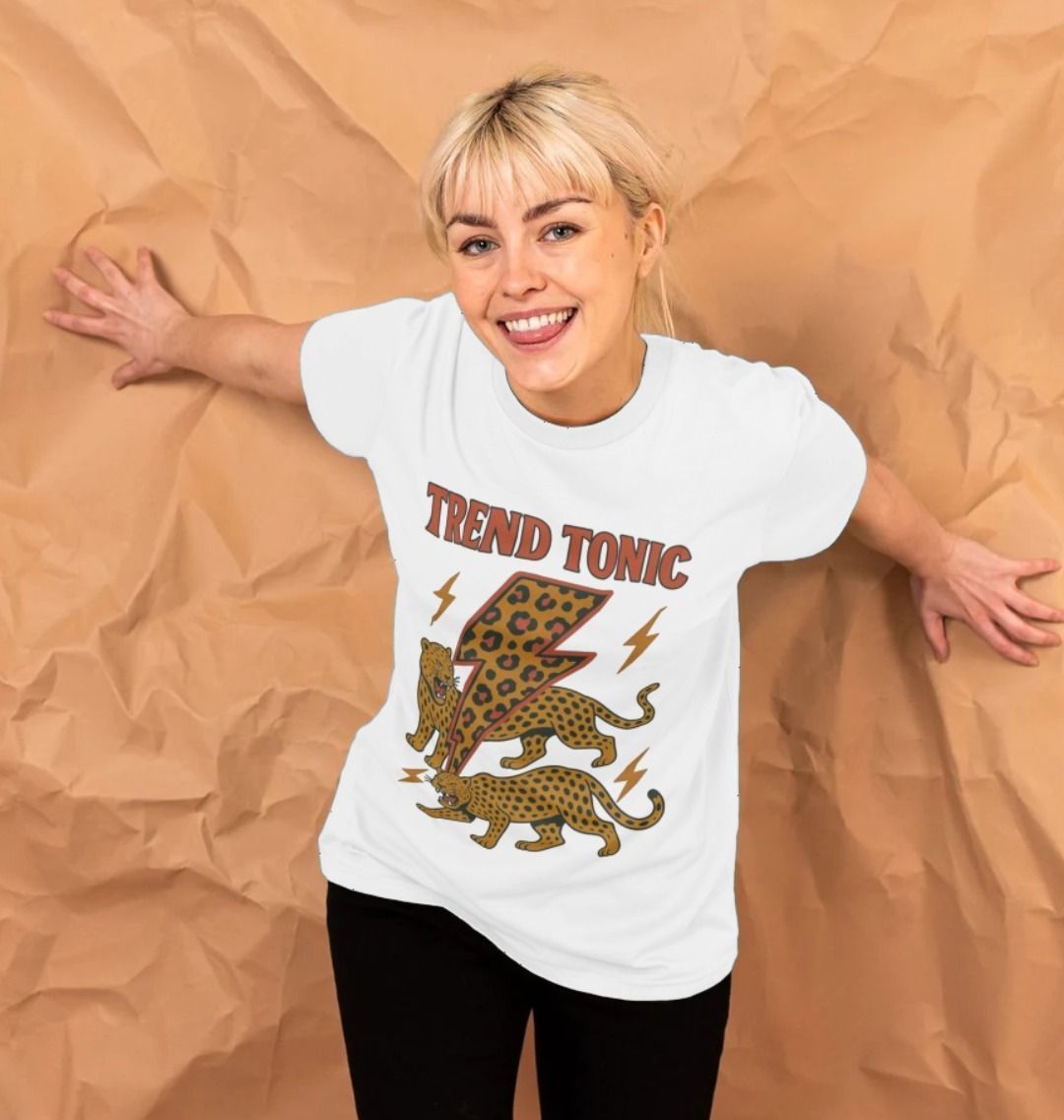 Trend Tonic leopard lightning bolt crew neck t-shirt - Trend Tonic