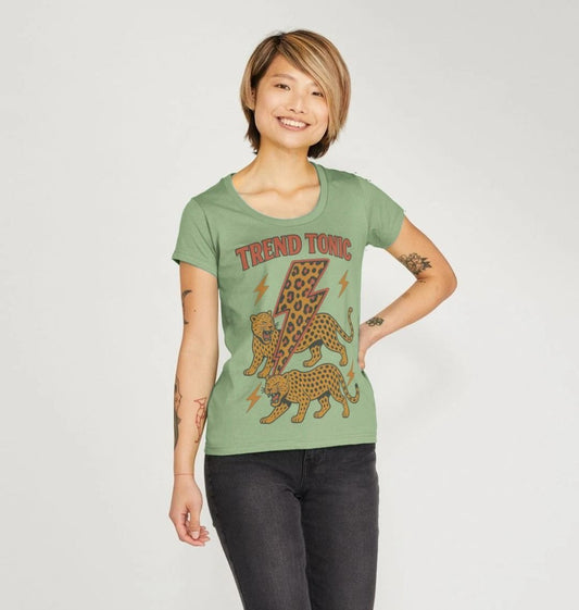 Trend Tonic leopard lightning bolt scoop neck t-shirt - Trend Tonic
