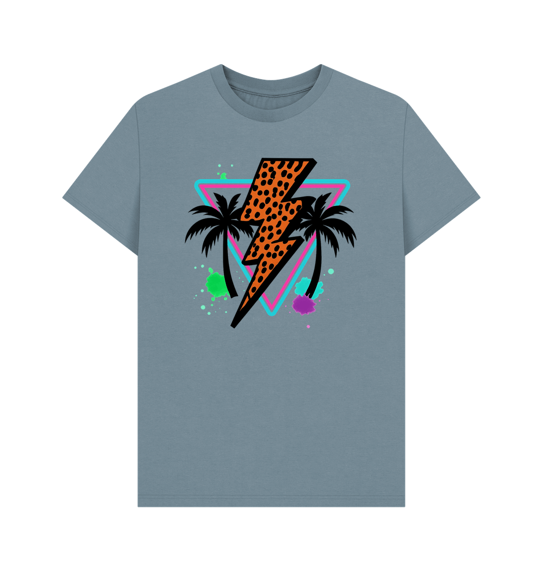 Warm lightning bolt palm tree crew neck t-shirt - Trend Tonic