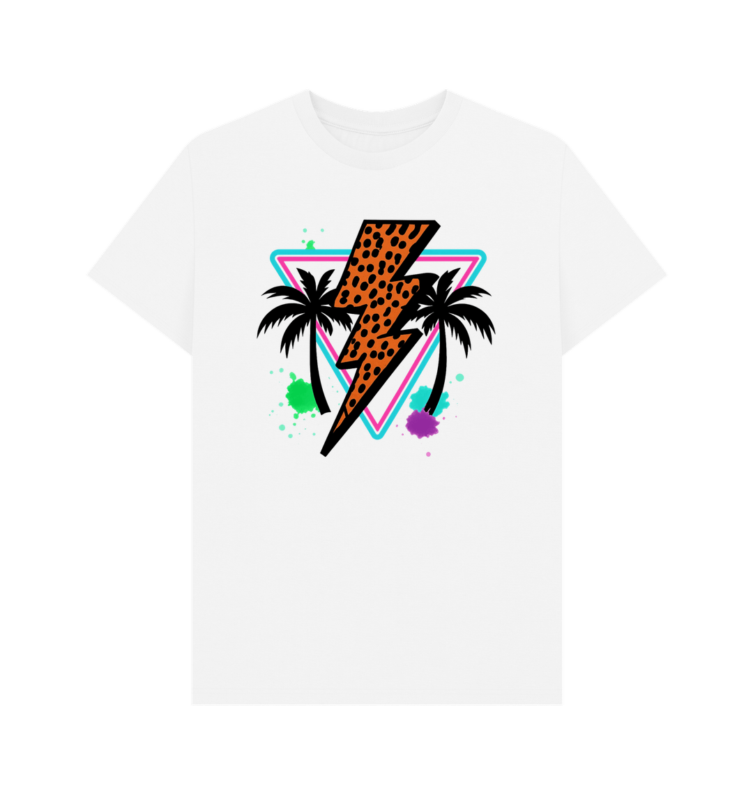 Warm lightning bolt palm tree crew neck t-shirt - Trend Tonic