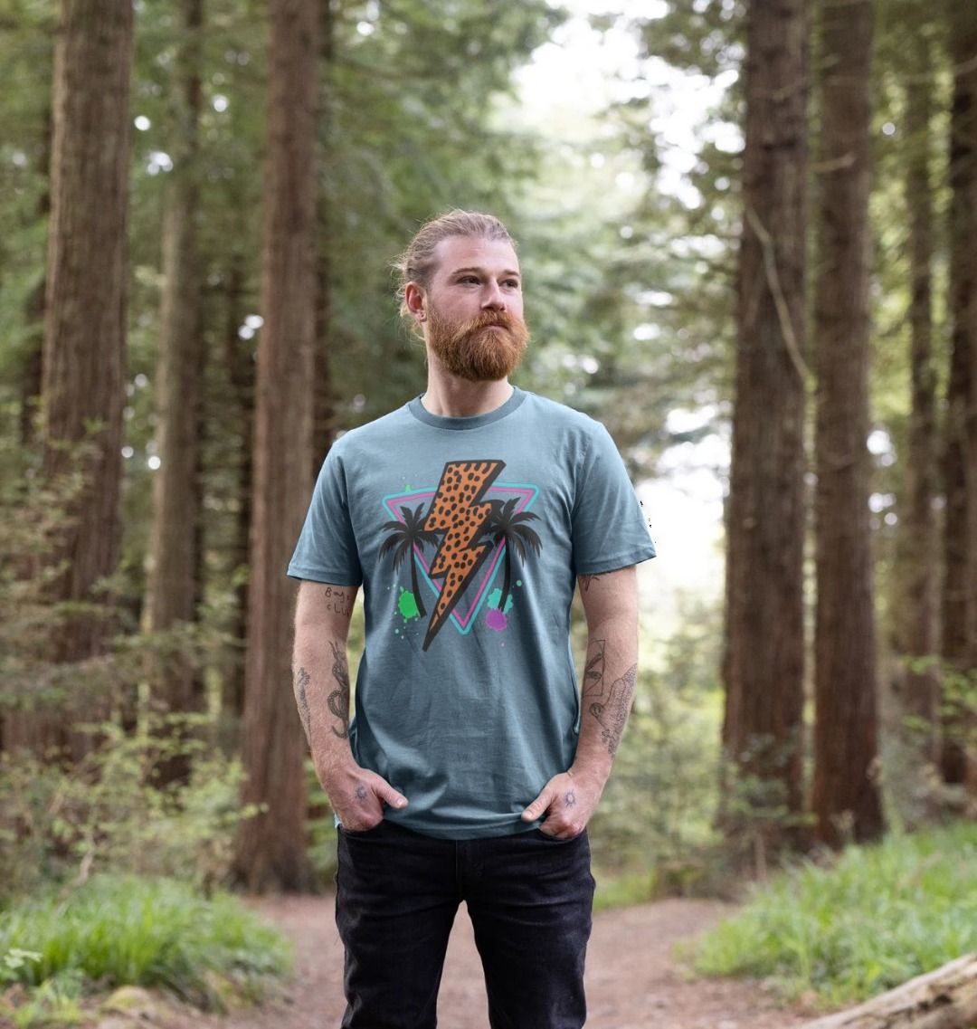 Warm lightning bolt palm tree crew neck t-shirt - Trend Tonic