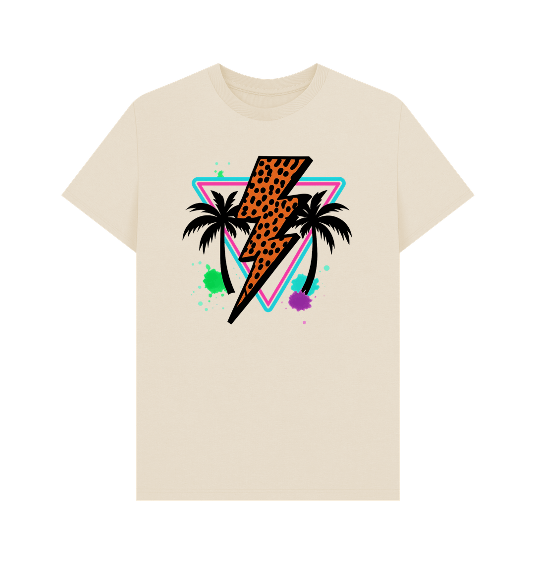 Warm lightning bolt palm tree crew neck t-shirt - Trend Tonic
