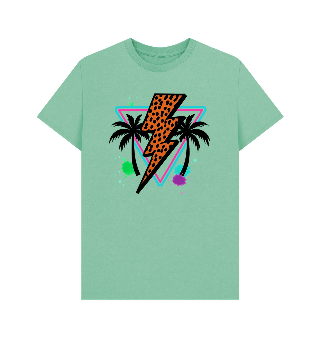 Warm lightning bolt palm tree crew neck t-shirt - Trend Tonic