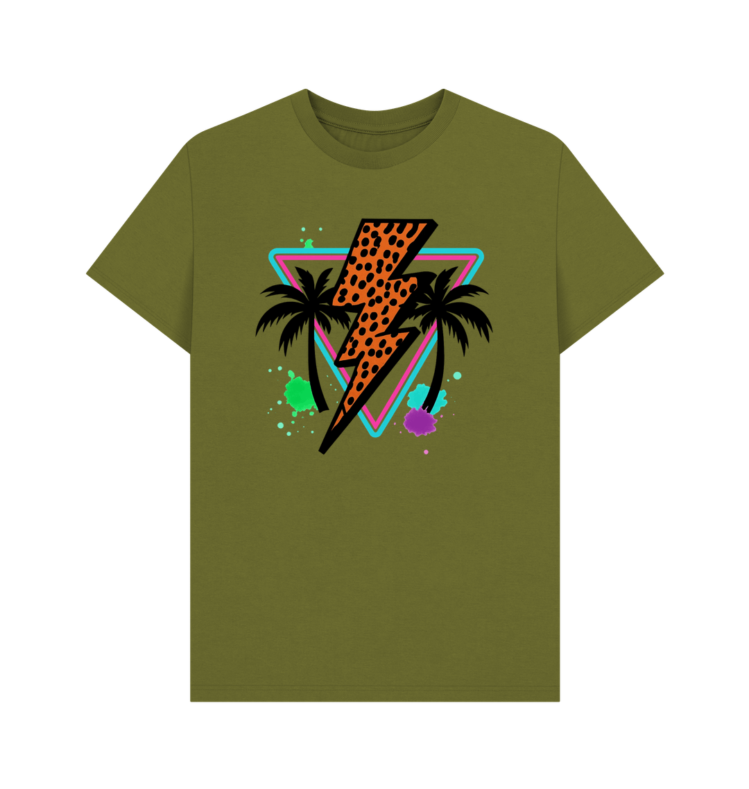 Warm lightning bolt palm tree crew neck t-shirt - Trend Tonic