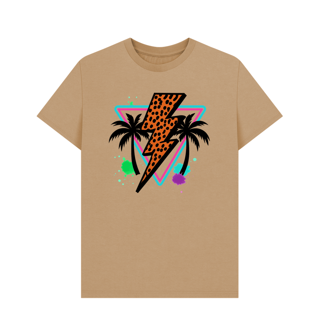 Warm lightning bolt palm tree crew neck t-shirt - Trend Tonic