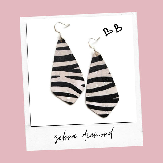 Zebra cork diamond earrings - Trend Tonic