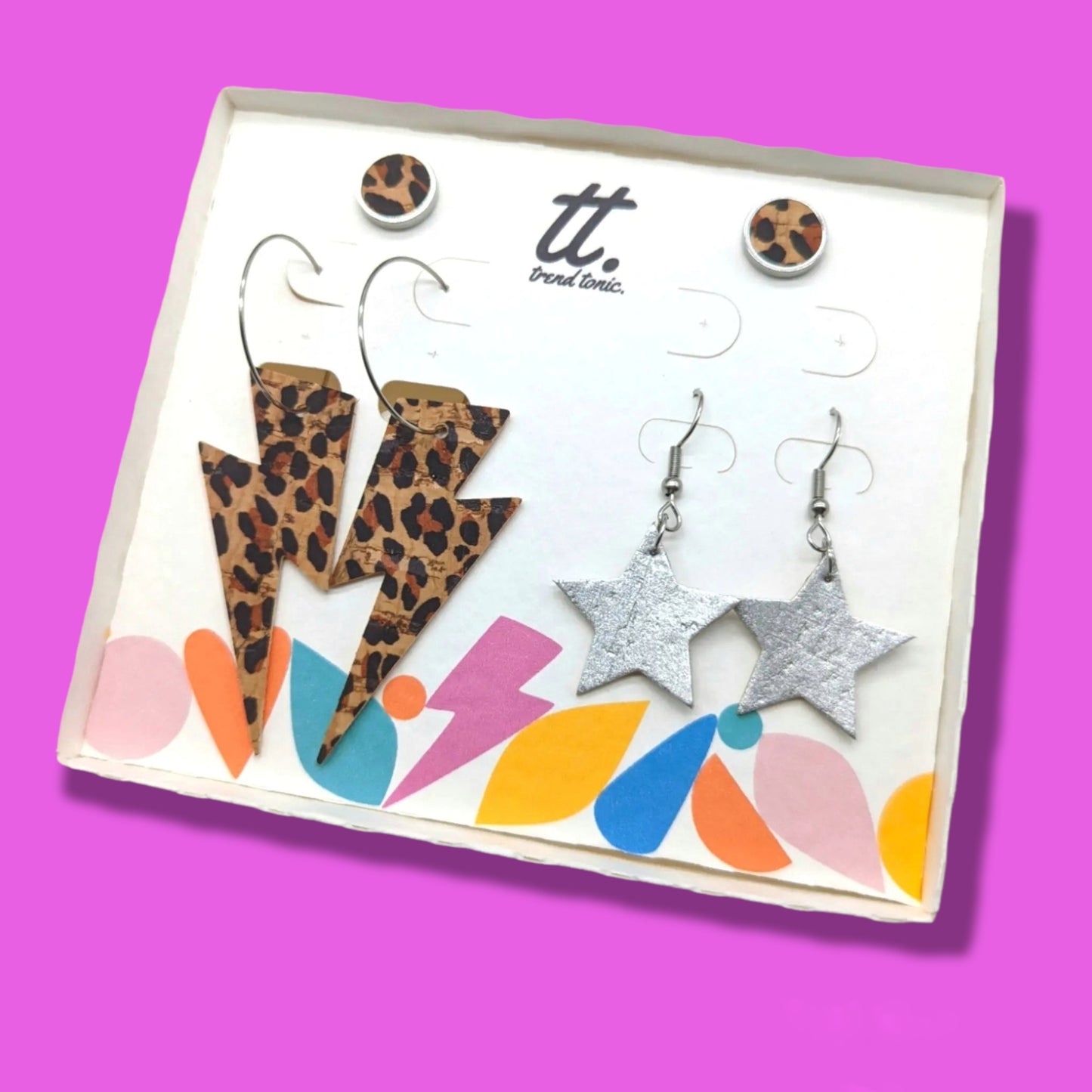 Cheetah cork earring gift set Trend Tonic