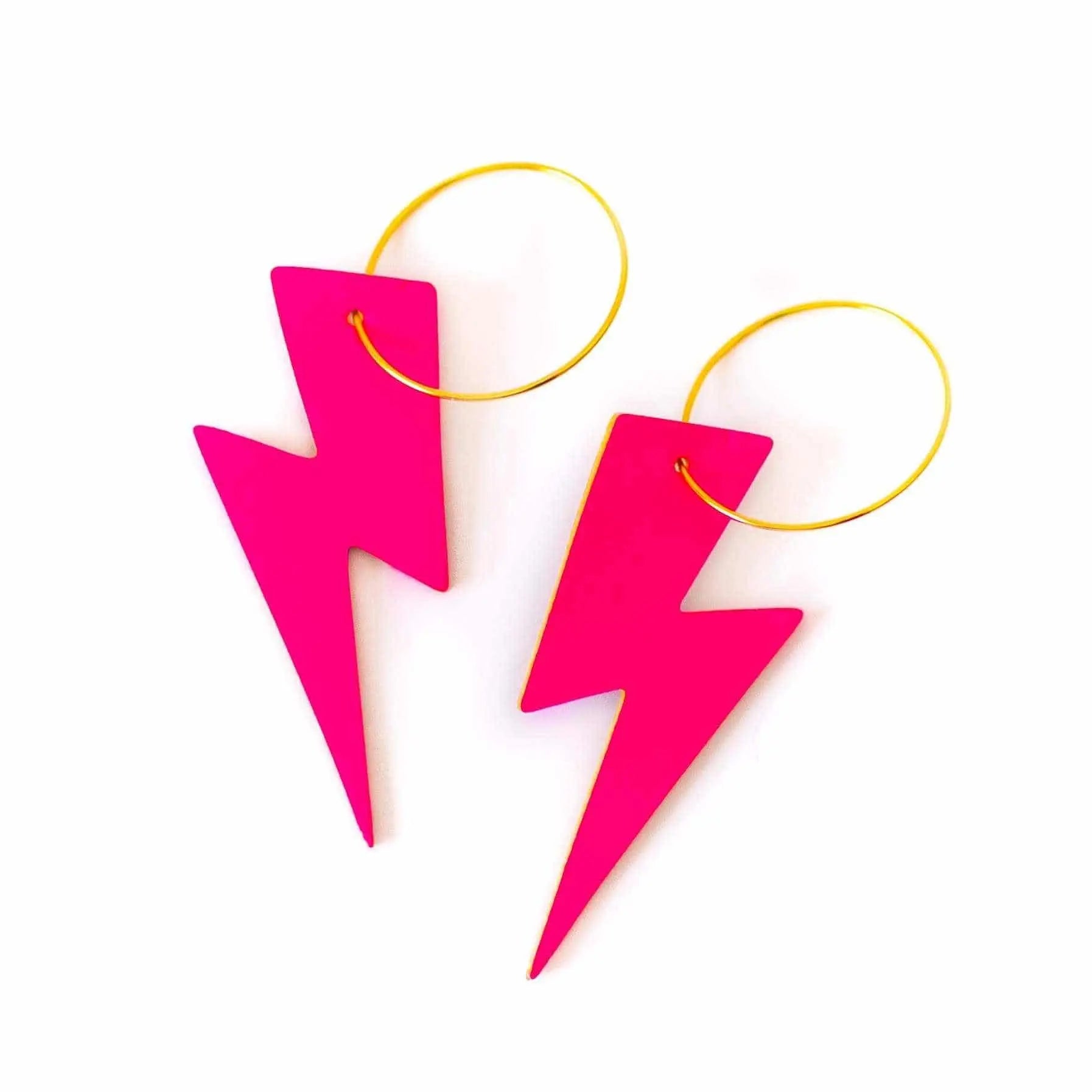 Pink neon cork lightning earrings - Trend Tonic 
