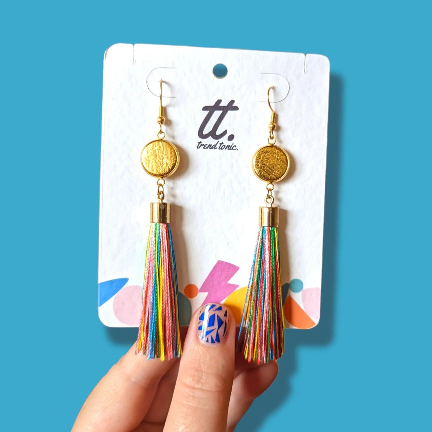 Rainbow disco drops tassel earrings - Trend Tonic