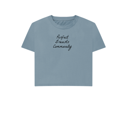 Stone Blue Perfect Breasts Community tie dye boxy t-shirt