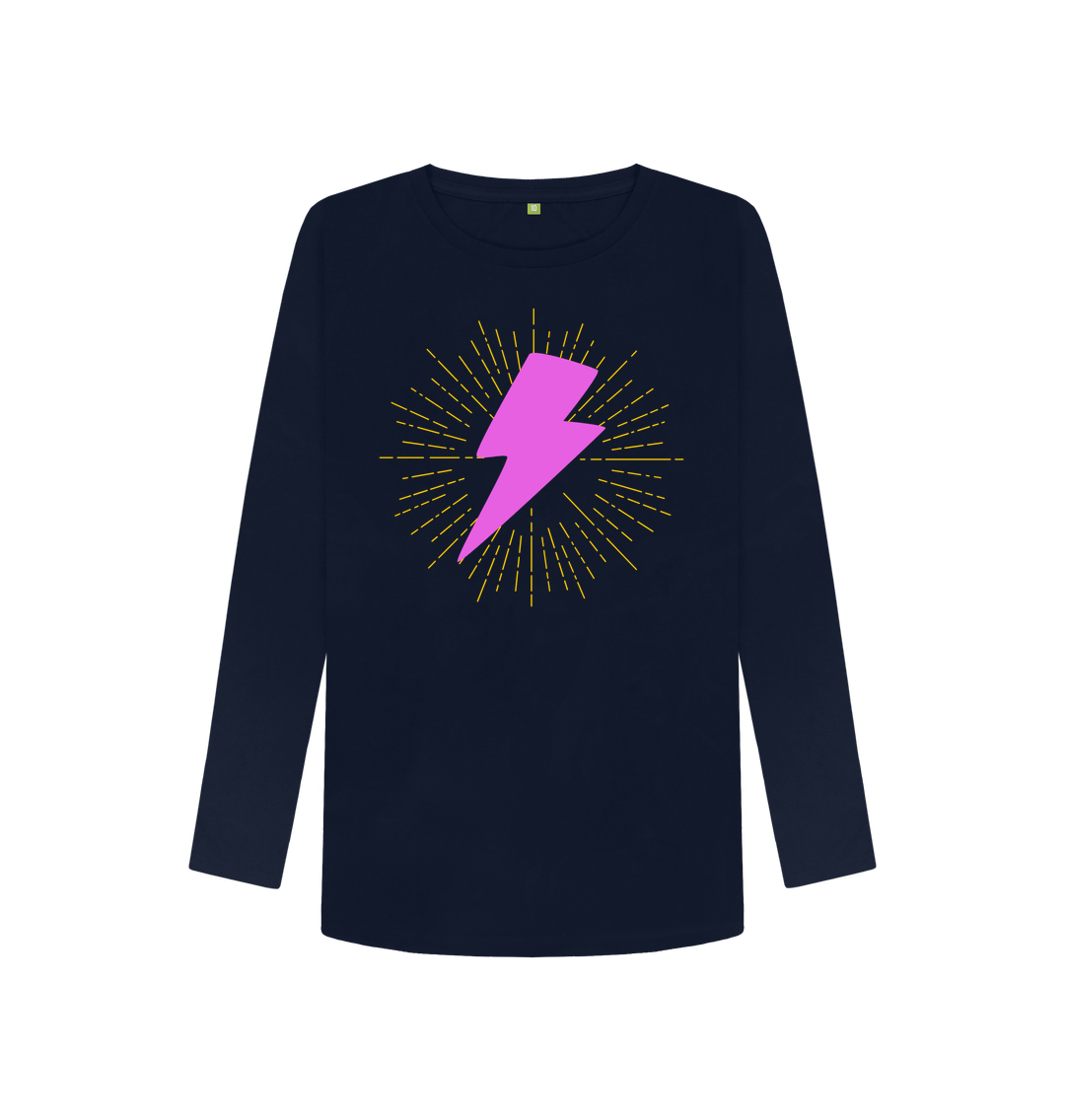 Navy Blue Printed Long Sleeve T Shirt Front
