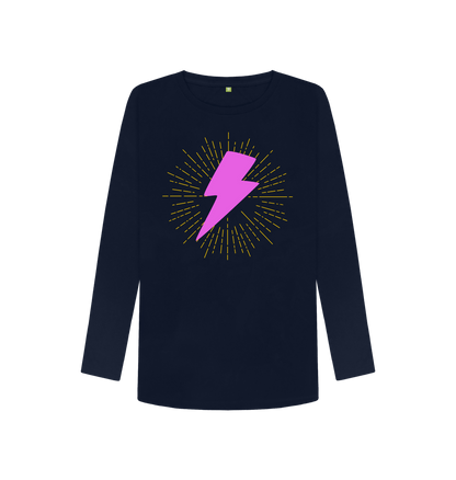 Navy Blue Printed Long Sleeve T Shirt Front
