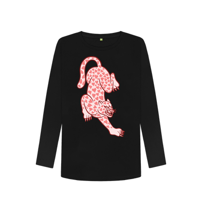 Black Printed Long Sleeve T Shirt Front