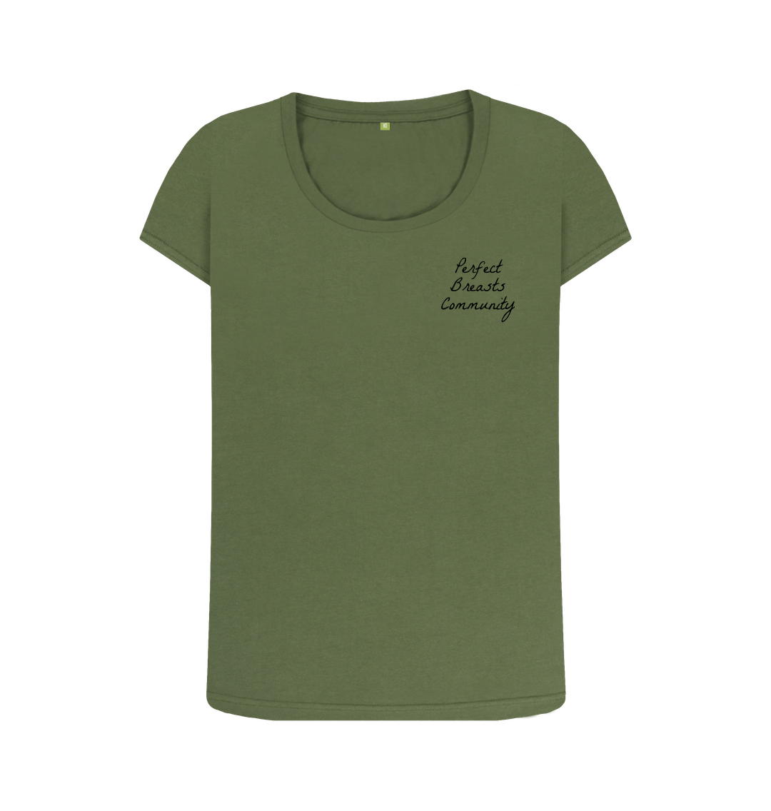 Khaki Perfect breasts community scoop neck t-shirt