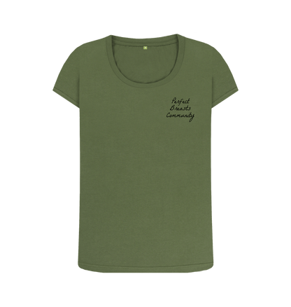 Khaki Perfect breasts community scoop neck t-shirt