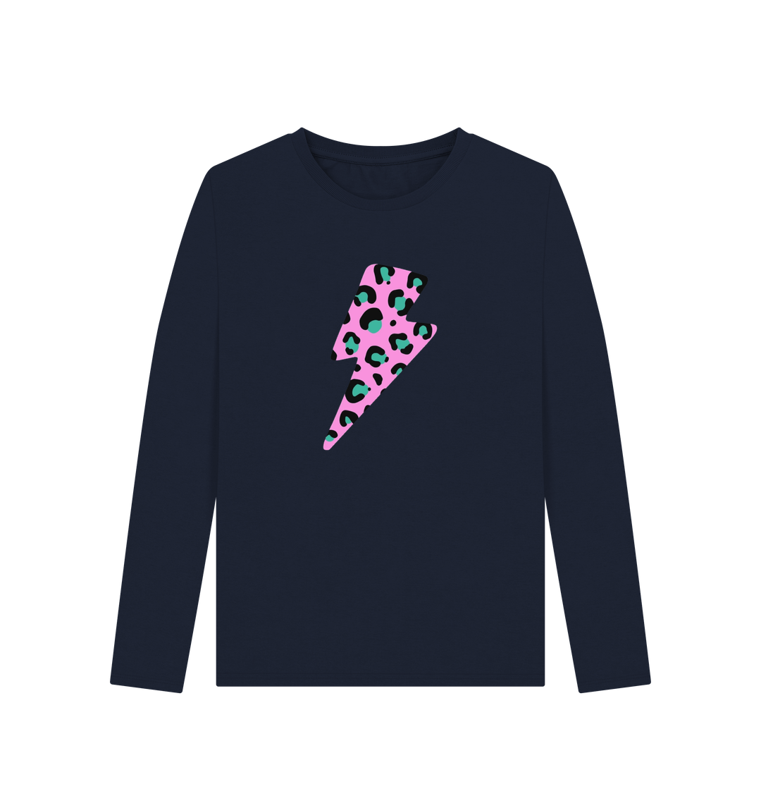 Navy Blue Printed Long Sleeve T Shirt Front