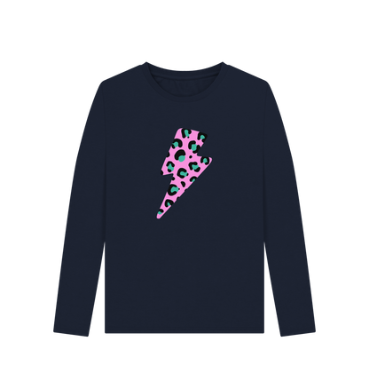 Navy Blue Printed Long Sleeve T Shirt Front