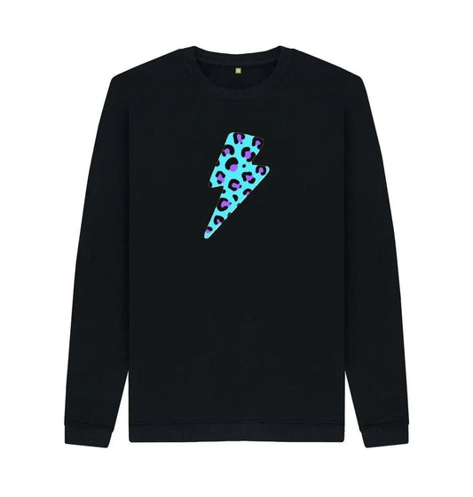 Unisex Blue leopard print lightning bolt sweater Trend Tonic