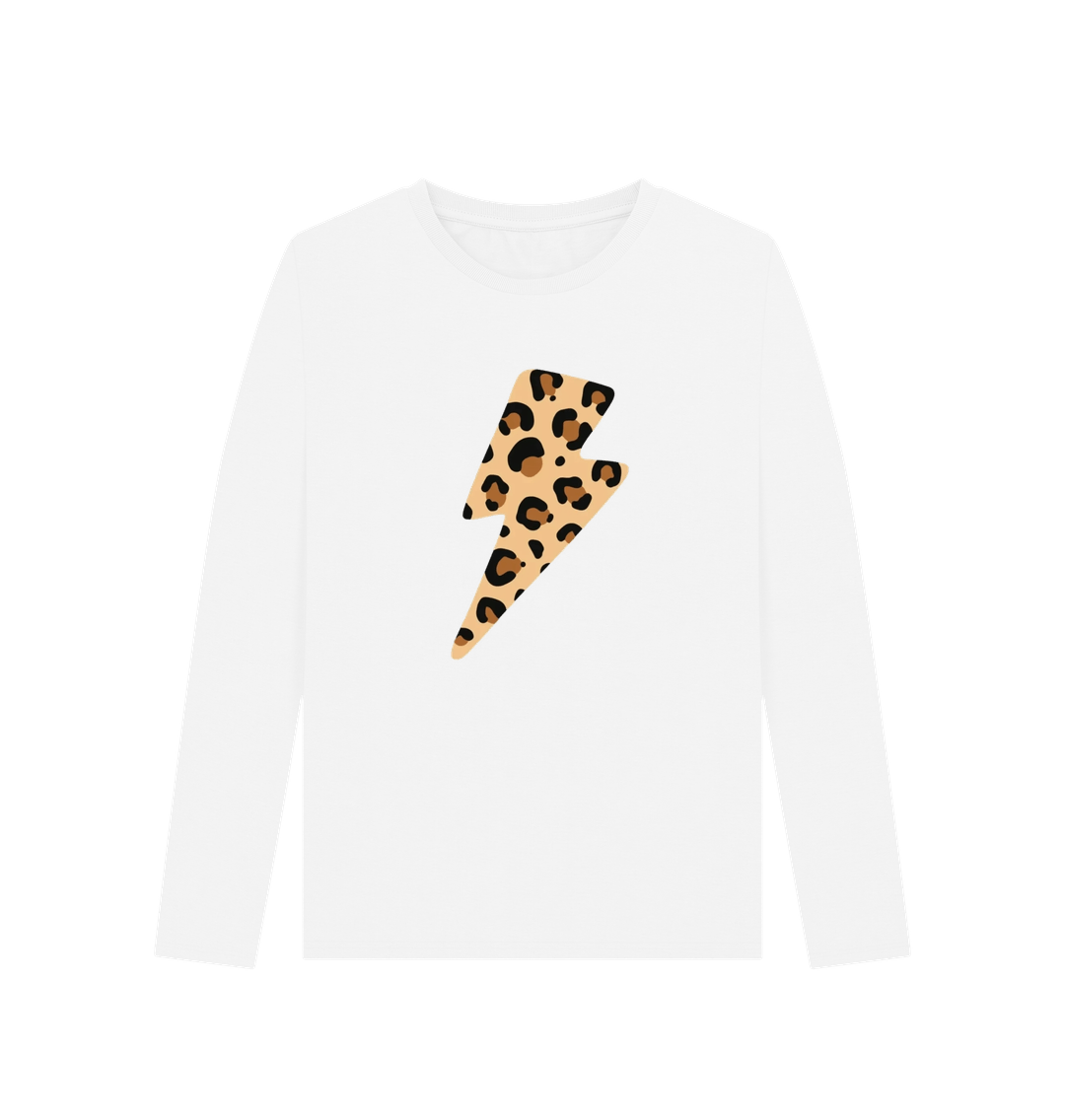 White Printed Long Sleeve T Shirt Front
