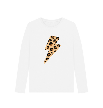 White Printed Long Sleeve T Shirt Front
